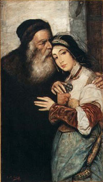 "Shylock y Jessica" (1876), del pintor Maurycy Gotllieb