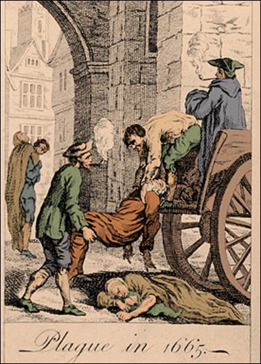 Pintura que representa una escena de la peste que asoló Londres en 1665